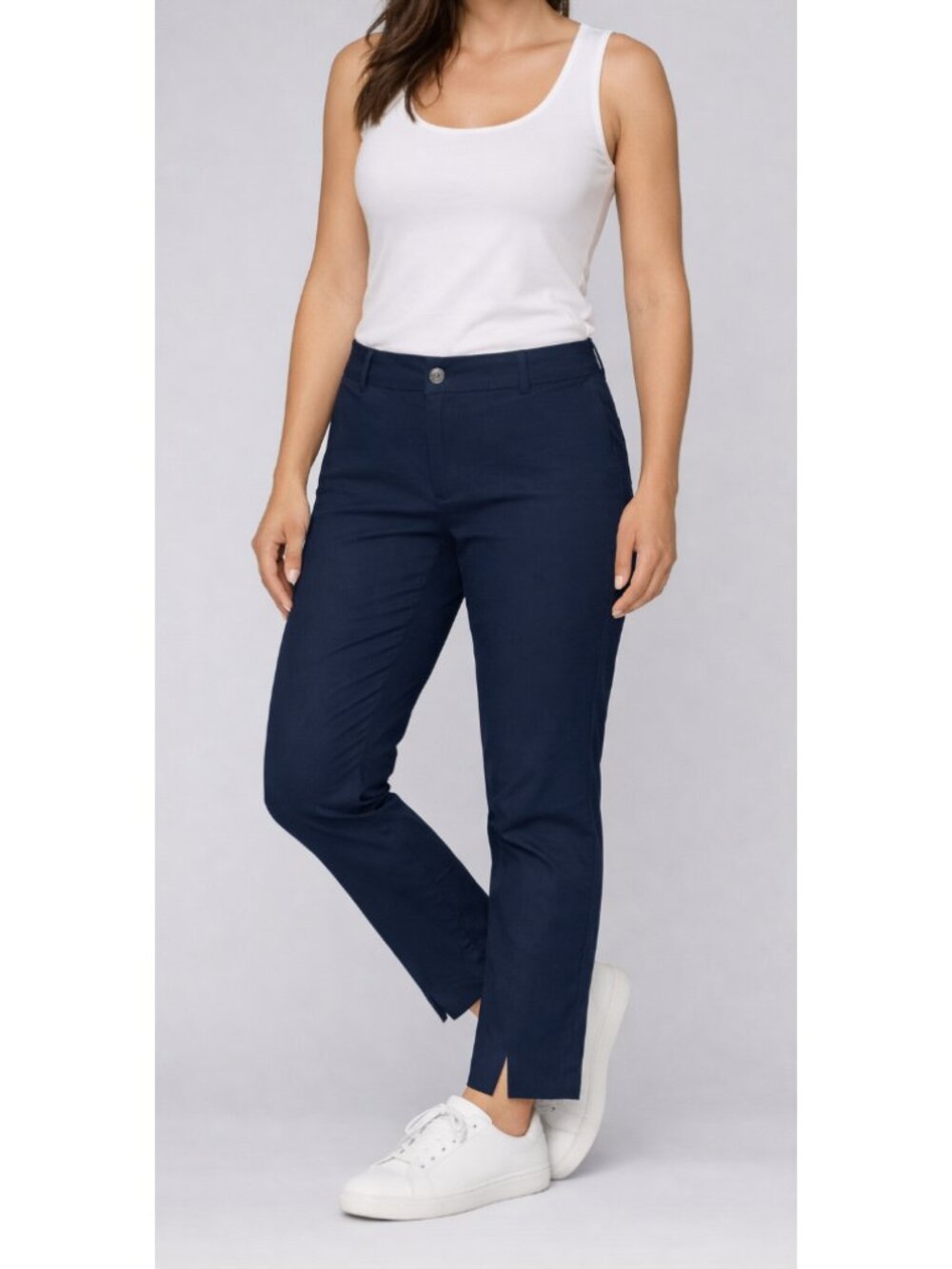 ANATOMIE Paloma Slit Hem Travel Pants Navy Size XS Utility Comfort Straight Leg